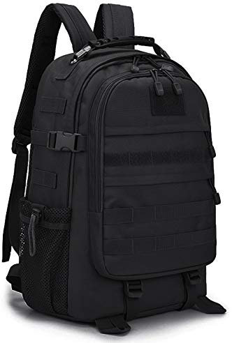VINBAGGE Militär Rucksack Wasserdicht mit USB-Anschlüsse 40L Molle Wanderrucksack Taktische Trekkingrucksack Outdoor Schulrucksack für Herren Damen Jungen - Schwarz