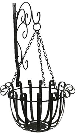 LSK Pflanzenständer Blumentreppen Flower Stand Schmiedeeisen Wandbehang Grün, Balkon Korridor Wand hängenden Korb