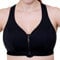 Gemm Ladies Black or White Zip Front Fastening Sports Bra Medium Impact Non Wired Active Gym (34 C, Black)