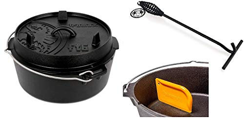 Petromax Feuertopf Starterset ft6-t (Dutch Oven Planer Boden) inkl. Deckelheber + Schaber