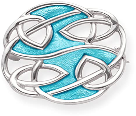 Broche Rennie Mackintosh en argent sterling avec émail turquoise 24 mm x 20 mm Boîte cadeau Rennie Mackintosh