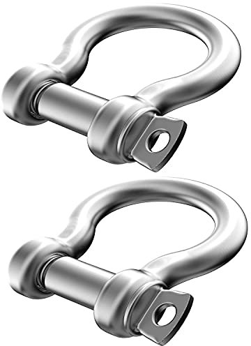 2 Pcs 4/7 Inch 304 Stainless Steel D Ring Shackles 14 mm Screw Pin Anchor Shackle for Traction Steel Wire, 14 mm