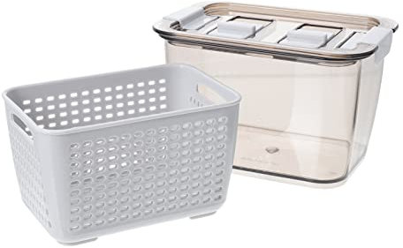 Getränk Küche Kühlschrank Drain Fresh Box: Trockentrockner Clean mit Deckel Gemüse Obst Drainer Behälter Fach Frische Halten Box Kühlschrank Organisatoren Container ()