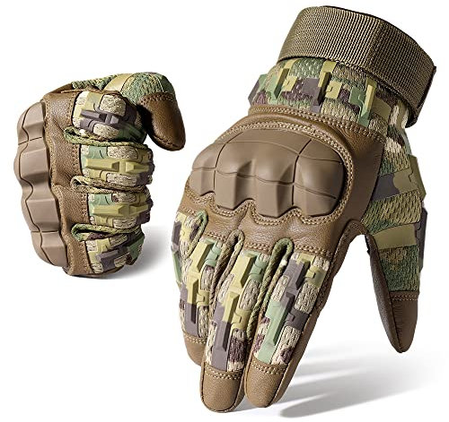 WTACTFUL Motorradhandschuhe Herren, atmungsaktiv Motorrad Handschuhe Herr Touchscreen mit Protektoren für Taktische Fahrrad einsatzhandschuhe Airsoft Paintball Tarnung XL