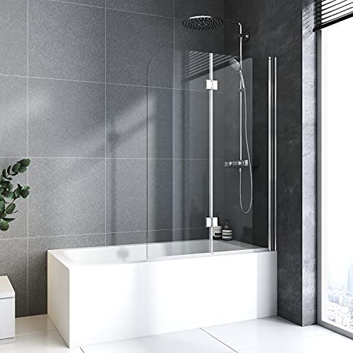 110x140cm Badewannenaufsatz Duschabtrennung mit 6mm Nano Glas Badewannen Duschwand Faltbar Badewannenaufsatz Badewanne Duschwand 110x140cm Duschtrennwand 2 TLG. Faltwand