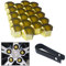 senvenelec 20 Pcs Wagen Universal 21- mm Kunststoff Nut Abdeckkappe Schraube Auto Mutter Covers Bolt Radkappen, Radschrauben 21- mm Radmuttern Kappen.mit 1 stück Abziehhaken - (Gold).