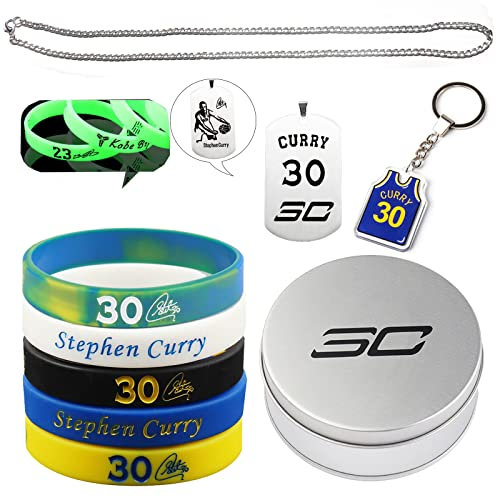Xzyden Silikon Armbänder, 9 Teiliges Silikon Armband Basketball Zubehör mit Basketball Armband, Schlüsselanhänger, Halskette, Basketball-Geschenk-Set für Mann und Teenager