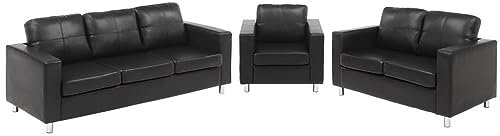 Vente-unique - Sofa 3 + 2 + 1 Sitzer aus Kunstleder É?? Schwarz