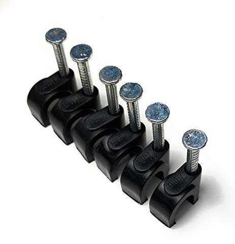 TR Cable Fermacavi rotondi neri con fissaggio a chiodo, tipo K, confezione da 100 (0,28 pollici/7 mm)