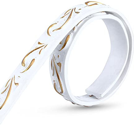 ZHIDIAN Zierleisten Selbstklebend, 3D-Bordüre Mit Blumenmuster, Wasserdichte Verzierung für Decken, Wände, Schränke (212 Weiß)