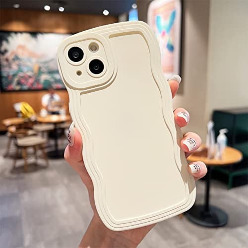 Emlivi Compatible with iPhone 12 Mini Case, Curly Wave Frame Mobile Phone Case Plain Aesthetic Case Soft Silicone TPU Bumper for Men Girls Shockproof Protective Case for iPhone 12 Mini, White
