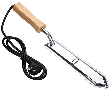 Headerbs Elektrisches Entdeckelungsmesser, 110 Bis 250 V, Edelstahl, Honigschneider, Schaber, Bienenextraktor, Bienenzuchtwerkzeuge, Honigwachsschaber für Imker (EU-Stecker)