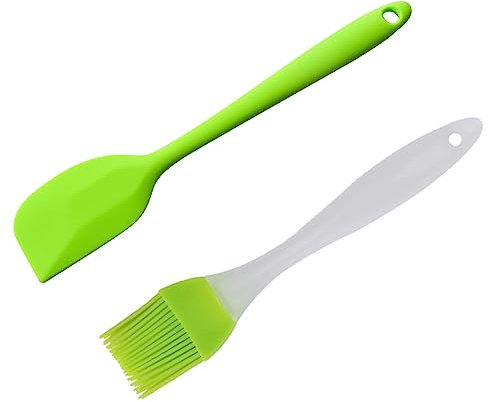 1 Pieza Espatula de Silicona, Espátulas de Cocina, Herramientas para Hornear, Cocina Gadget, Con 1pz Pincel Cocina, Pincel Silicona Aceite, Pincel Reposteria, Para Hornear o Cocinar (Verde)