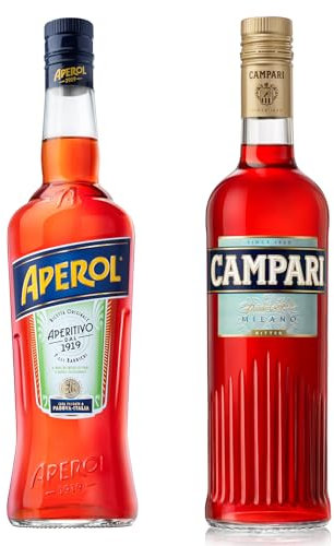 Aperol Aperitivo, 11% / Aperol Spritz - Italien's Nr. 1 Cocktail, 1 x 0,7 L + Campari Bitter Aperitif - Der italienische Aperitif und Cocktail Klassiker Campari Soda - Mit 25 Vol.-% Alkohol - 0,7 l