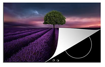 MuchoWow Herdabdeckplatte Ceranfeld Spritzschutz Küche Lavendel - Baum - Lila 83x51.5 cm Induktionsherd Abdeckung Induktionskochfeld Ceranfeldabdeckung