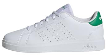 adidas Advantage Base 2.0 Shoes JUNIOR Tennisschuhe, Cloud White/Cloud White/Green, 37 1/3 EU