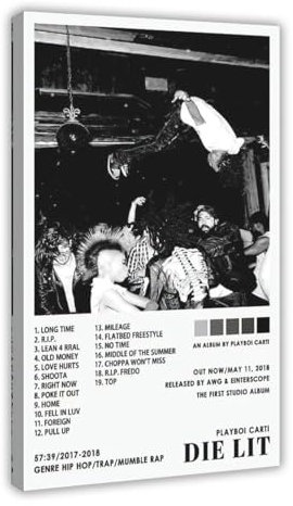 Playboi Carti Poster Die Lit Rap Album Cover Leinwand Poster Wandkunst Dekor Druck Bild Gemälde für Wohnzimmer Schlafzimmer Dekoration Rahmenstil 60 x 90 cm