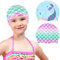 2 Paquetes de Gorros de Natación para Niños Sirena Gorros de Natación de Silicona para Niñas Gorros de Baño Impermeables para Pelo Largo y Pelo Corto