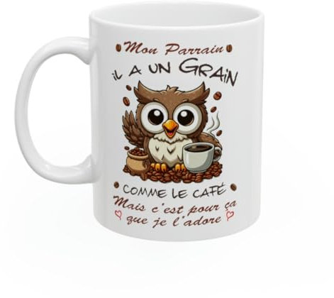 Jm-Déco Mug humour - il a Un Grain mais Je l'adore - Idée Cadeau - Tasse en céramique - Marrant fun (Parrain)