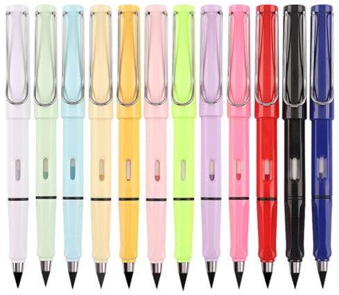 Ewiger Bleistift 12 Stück Tintenloser Tintenlose Bleistifte Set mit Radiergummi Langlebiger Magischer Bleistifte Set Tintenlose Unendliche Bleistifte Infinity Magic Pencil für Schreiben Malen