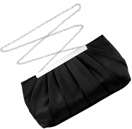 Zercart Damen-Clutch, Clutch, plissiert, Satin, Abend-Handtasche, Abend-Clutch, elegante Satin-Schultertasche mit abnehmbarem Kettenriemen für Hochzeit, Party, Abschlussball, Braut