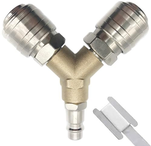 Ylinwtech Distributore Aria Compressa,1m*Cintura In Materia Prima,Distributore Di Aria Compressa 2 Vie,Connettori Per Tubo Dell'aria,1/4 Bsp Connettore Frizione Per Tubi 'aria Compressore(Ottone)