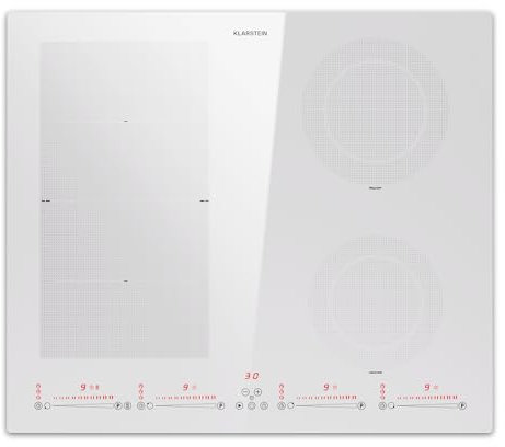 Klarstein Plaque Induction en Céramique 7200W - Table de Cuisson Électrique 4 Feux Avec Flex Zone - Réchaud Pour Cuisine