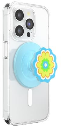 PopSockets Phone Grip for MagSafe with Kickstand, Magnetic Stand, Swappable Top, Secure Hold for iPhone MagSafe Cases, Phone & Tablet Grip - Molded Flower Kaleidoscope Blue