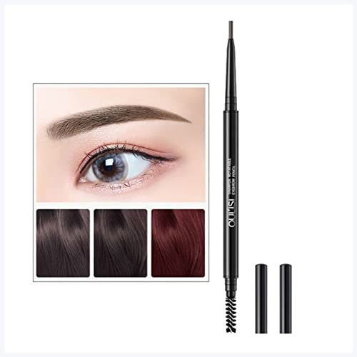 Augenbrauenstift Dauerhafter doppelt beendeter Augenbraue-Bleistift-wasserdichter drehbarer ultraer Slim-Stift Augenbrauenstift Wasserfest(Deep brown)