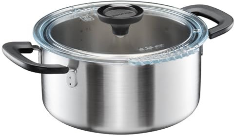 Fiskars Gryte with lid, 3 litre, Ø 22.5 cm, Casserole, Suitable for all hobs, Recycled stainless steel, Functional shape, 1072316