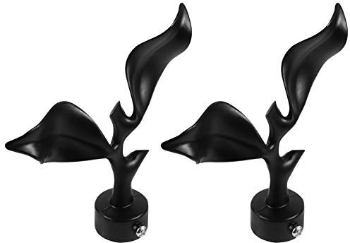 DIMEIYAN Gardinenstangen-Endstück, Gardinenstangen-Endstücke, weiße Vorhänge, Vintage-Dekor, Vintage-Dekor, 2 Stück, dekorative Blätter, Fensterkopf, 28 mm, Schwarz, Schwarz, Schwarze Vorhänge
