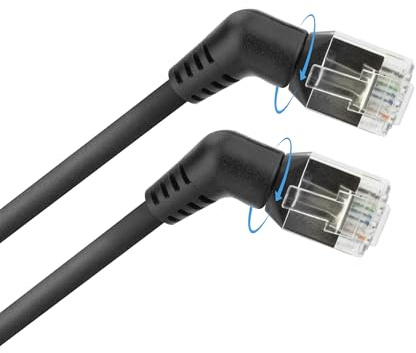 ACT CAT6A LAN Kabel Dünn 4mm U/FTP, 360° abgewinkelt, 7m - DD1907 | ideal bei Platzmangel beim Anschließen