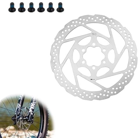0XBIT 160 mm Bremsscheiben Fahrrad, 1cr13 Edelstahl Bremsscheibe, 6 Löcher Fahrrad Bremsscheibe, Relativer Lochabstand 44 Mm, Geeignet für Mountainbikes und Rennräder