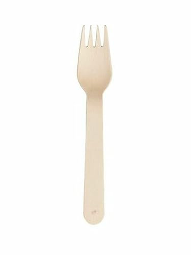 Eco Leaf 100pcs Wooden Disposable Forks | 16cm Biodegradable Compostable Eco Friendly Bamboo Cutlery for Picnic, Party, Wedding (Pack of 100)
