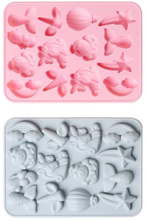 COLLBATH 2stücke Mold Für Einhorn Und Meerjungfrauen- Kreative Backform Für Kuchen Und Kekse Für Fondant Und Backen Zufällige Farben