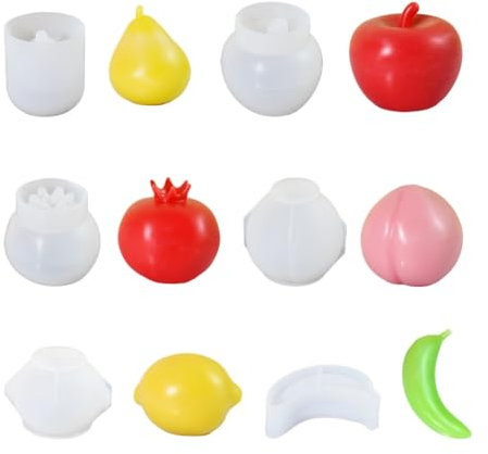 6 moldes de silicona con forma de fruta para resina epoxi, velas, decoraciones de yeso
