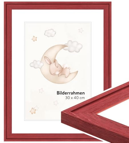 WANDStyle Bilderrahmen für Kinderzeichnungen, Rot Kinderbilderrahmen 18x24 cm, Bilderrahmen Kinder, Wechselbilderrahmen 24x18 cm, Kinderzeichnungen aufbewahren, Rahmen - Made in Germany H120