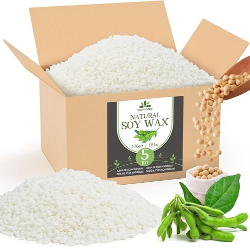 Soy Wax, Waxcanpy Natural Candle Wax, Premium Soy Wax for Candle Making, 5KG Organic Soy Wax - No additives, Harmless and Pure, Various Sizes Choices. 5KG