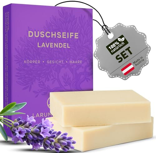 larum sports feste Duschseife Männer Lavendel – festes Duschgel – Seife für Haare, Körper, Gesicht – festes Shampoo – Herren Naturseife – Helden Set