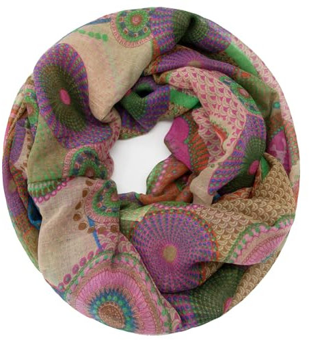 Gloop Damen Schal Loop Schal Feinstrick Loop mit Ethno Punkte Muster