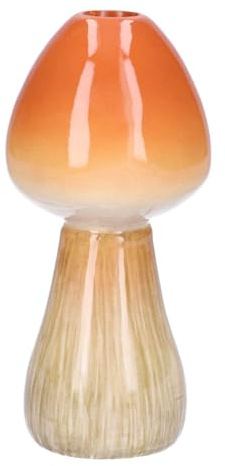 INNA-GLAS Pilz Dekovase RADOMILA, Keramik, orange-beige, 16cm, Ø7,5cm | Blumenvase
