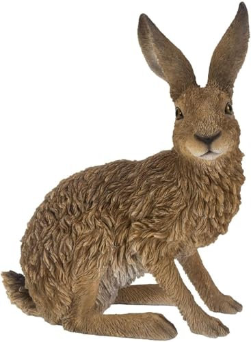 Vivid Arts - Garten Deko Hase, Outdoor, Resin, Realistische Statuen, Deko Hase sitzend - groß