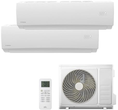 UNIVERSALBLUE | Aire Acondicionado Multi Split, 2300+ 3000 Frigorías, Inverter A++, 2 Unidades Interiores, 1 unidad exterior, Modos: Automático, Frío, Calor, Ventilador, Deshumidificador, 21000BTU