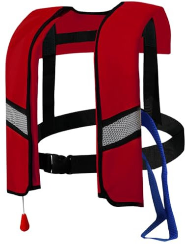 Aufblasbare Rettungswesten für Erwachsene, automatische aufblasbare Rettungsweste, 150n, verstellbare Rettungsweste mit reflektierenden Streifen und Pfeife, extra Schlauch für Bootfahren, Surfen