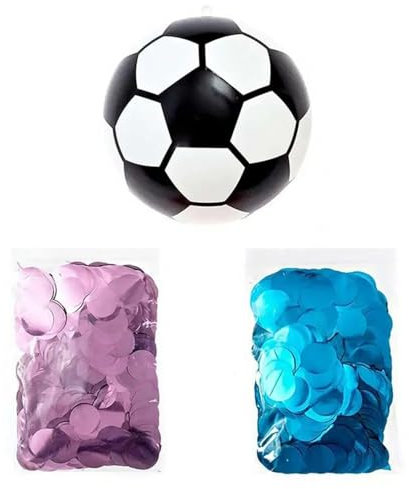 Baby Gender Reveal Fußball für Jungen oder Mädchen, Fußball Gender Reveal Spiel mit Maispulver oder Glitzerpapierresten (rosa und blau), Partyzubehör Gender Reveal Ideen, 1 komplettes Set