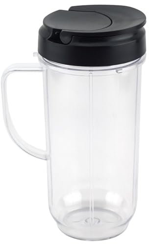 Rynplex Repuesto de Vaso Alto de 22 oz con Tapa abatible for Llevar, for licuadoras Magic Bullet MB1001 de 250 W Reemplazo de Cuchillas para licuadora