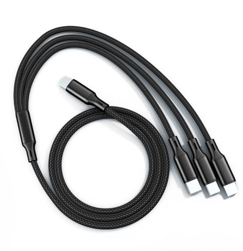 Multi Phone Charger Cables USB C to USB C 3 in 1 Fast 3 Way Charging Cable for Multiple Devices Nylon Braided Cord 1.8M Compatible iPhone 16 Pro Max 15 Plus/iPad/Samsung Galaxy/Google Pixel/Motorola