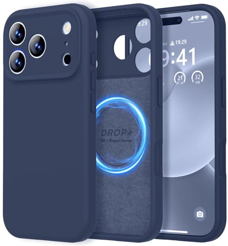 LOVE 3000 Designed for iPhone 17 Pro Case, Premium Silicone [Compatible with Magsafe][Soft Anti-Scratch Microfiber Lining] Shockproof Protective Phone Case for Lanyard 6.3, Navy Blue