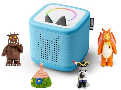 Toniebox 2 Audio Player Julia Donaldson Bundle for Kids 3+ with Gruffalo, Zog, Highway Rat, and Superworm - Sky Blue