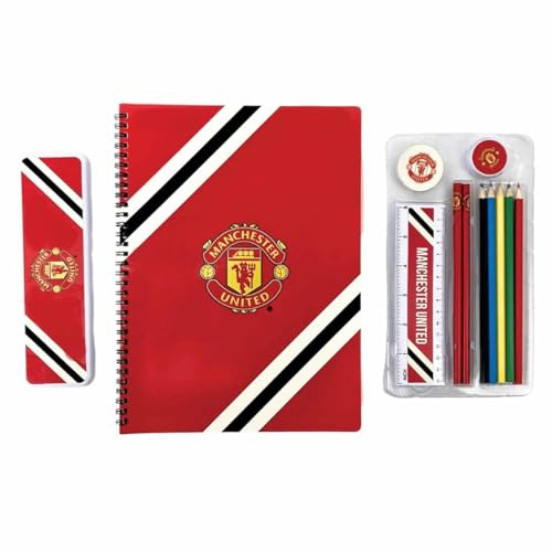 Manchester United FC Stationery Set A4 Core Stripe School Official Merchandise